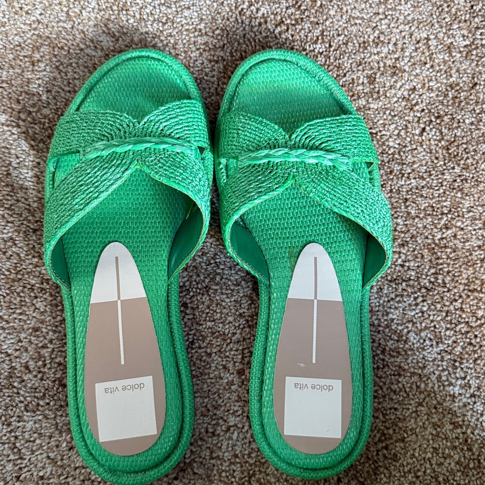 Dolce Vita Atomic Raffia Slide Sandal Seaglass Green Size 6 - Picture 5 of 5